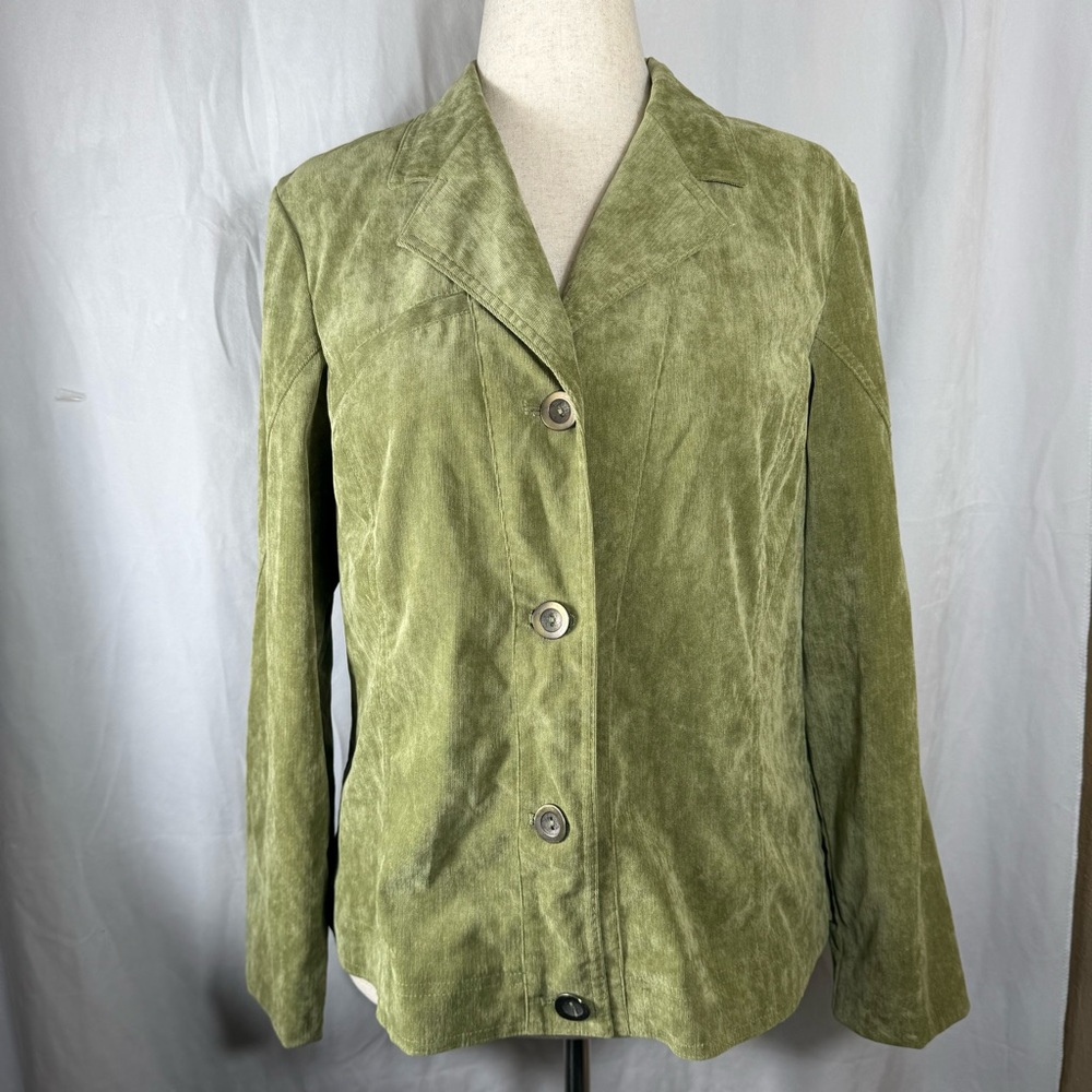 RQT‎ Green Corduroy 4 Button Jacket Chest Pocket Spring St Patrick’s Day Unlined